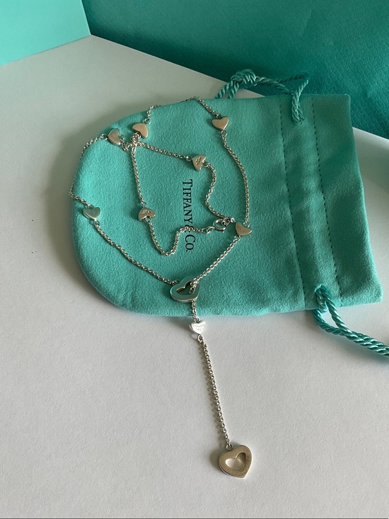 Tiffany & Co. Jewelry - Tiffany & Co. Silver Heart Lariat Necklace - Tiffany Blue Accents